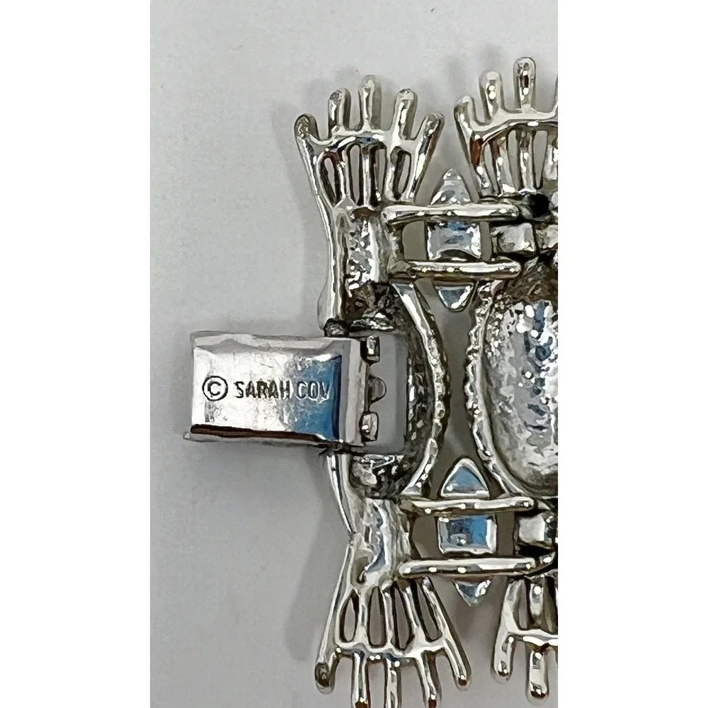 #102 Vintage Sarah Coventry Bracelet Wide Thick Pinapple Textured Silver Tone